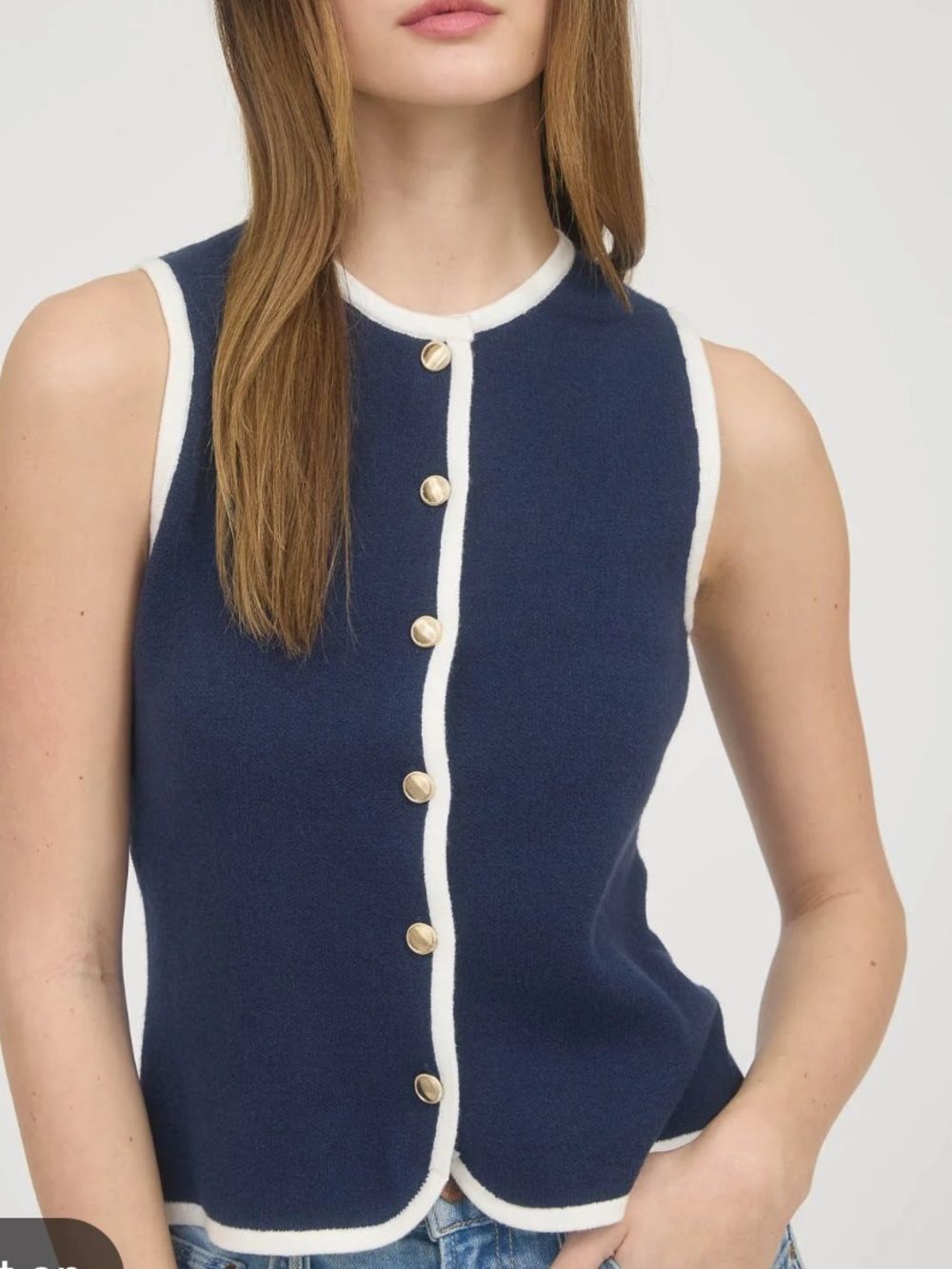 Bailey 44 Gold Button Navy Blue Vest Women’s Large